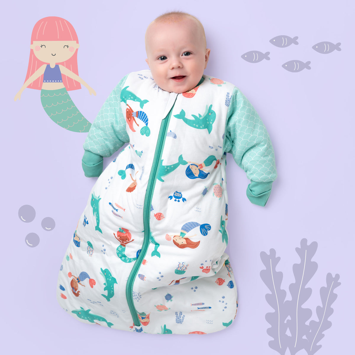 Long Sleeve Baby Sleeping Bag - 3.5 TOG_Mermaid_sample image_471