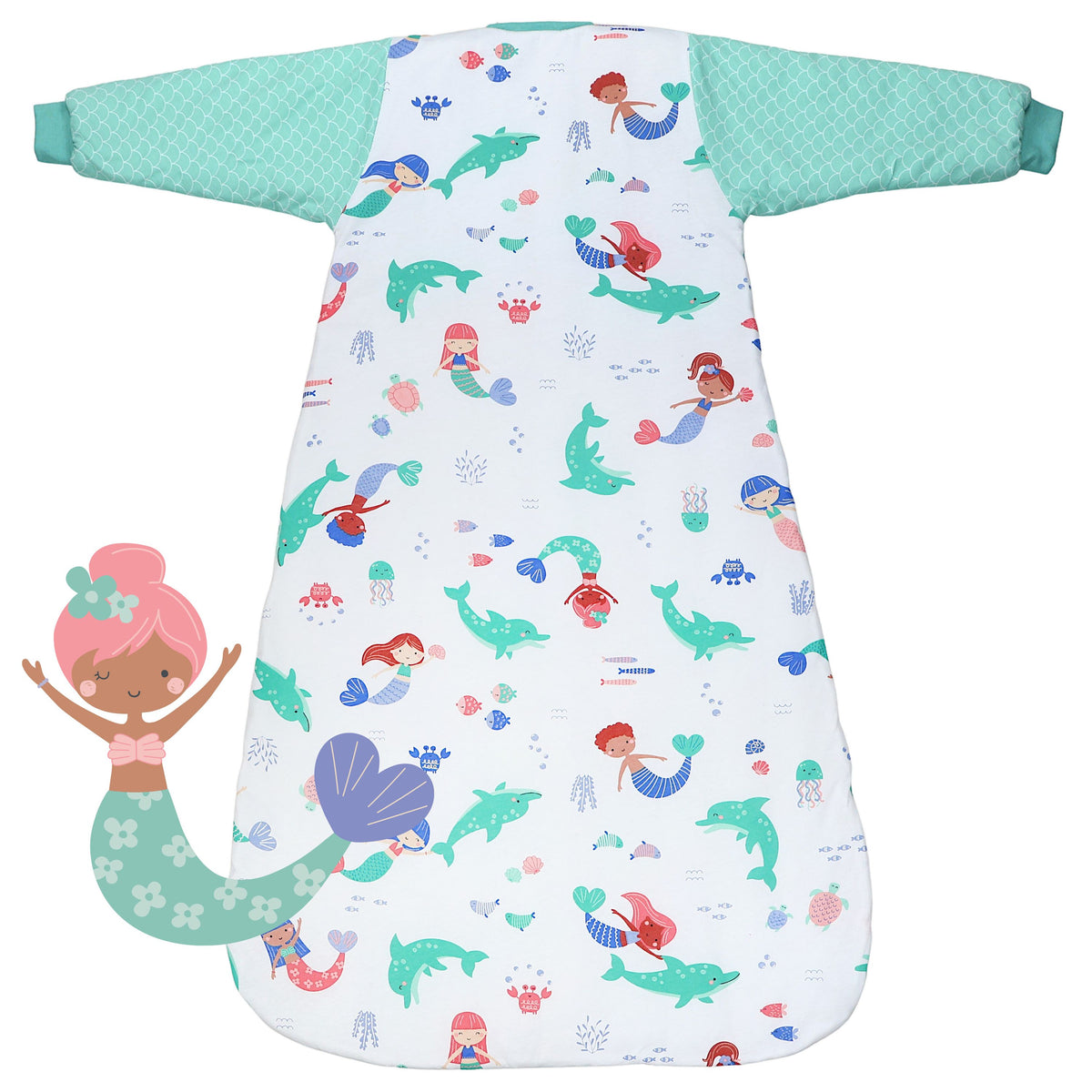Long Sleeve Baby Sleeping Bag - 3.5 TOG_Mermaid_back_471
