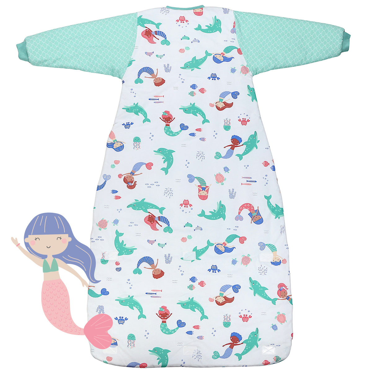Long Sleeve Baby Sleeping Bag - 3.5 TOG_Mermaid_back_471
