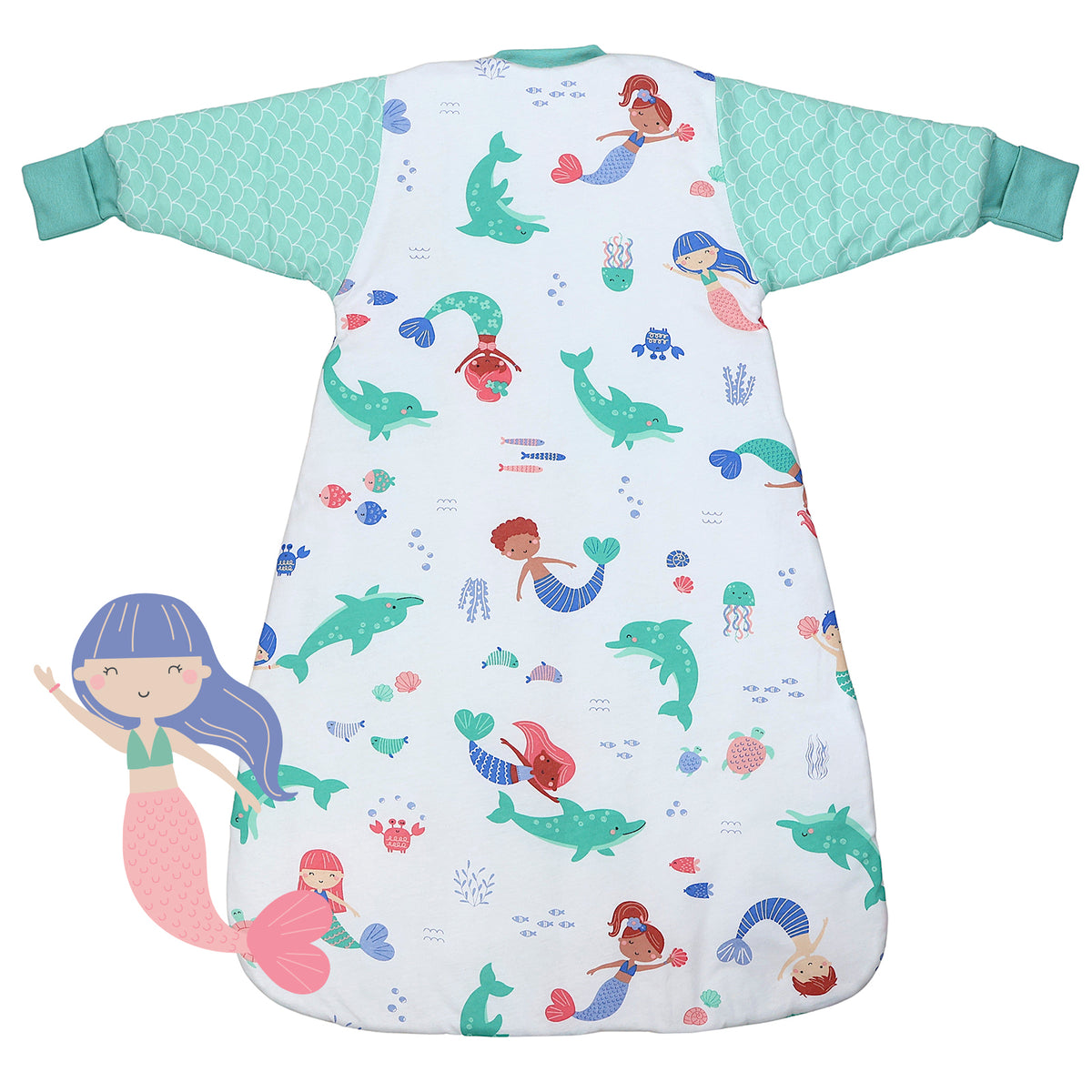 Long Sleeve Baby Sleeping Bag - 3.5 TOG_Mermaid_back_471