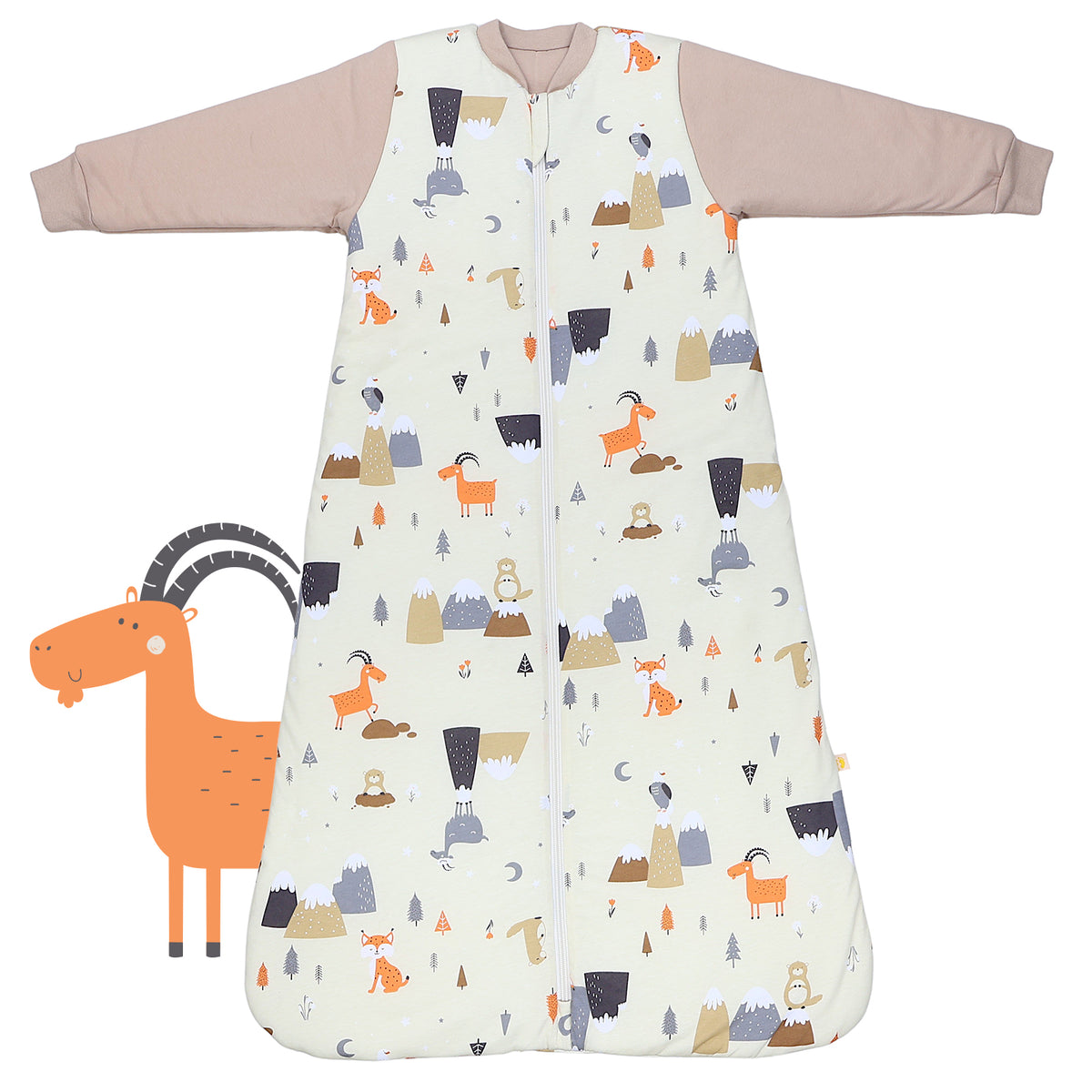 Long Sleeve Baby Sleeping Bag - 3.5 TOG_Mountain Animals_front_471