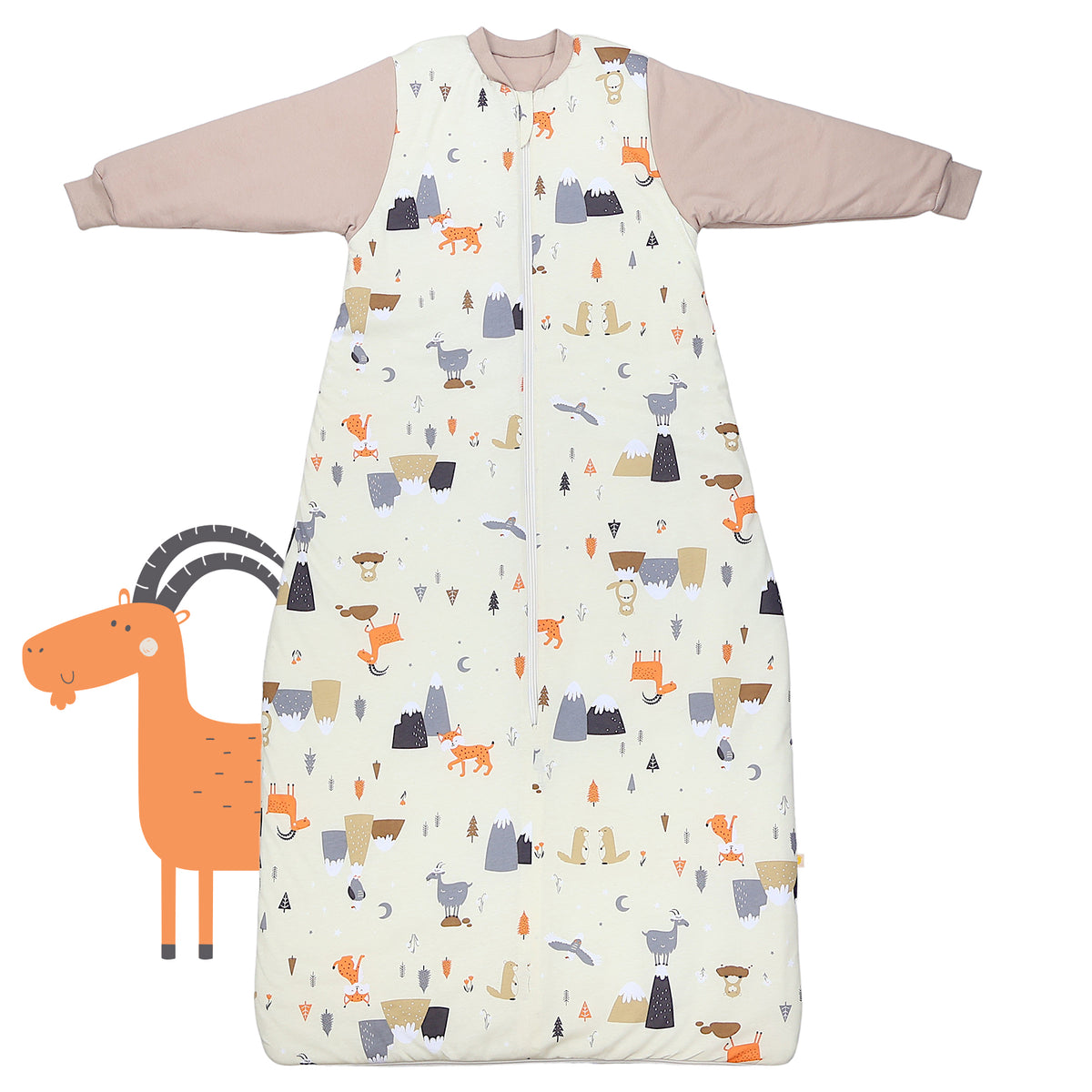 Long Sleeve Baby Sleeping Bag - 3.5 TOG_Mountain Animals_front_471