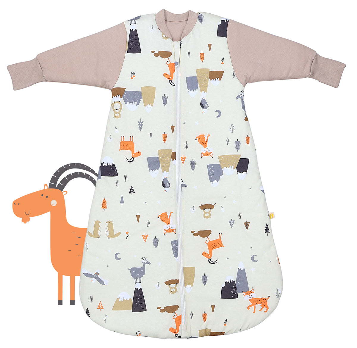 Long Sleeve Baby Sleeping Bag - 3.5 TOG_Mountain Animals_front_471