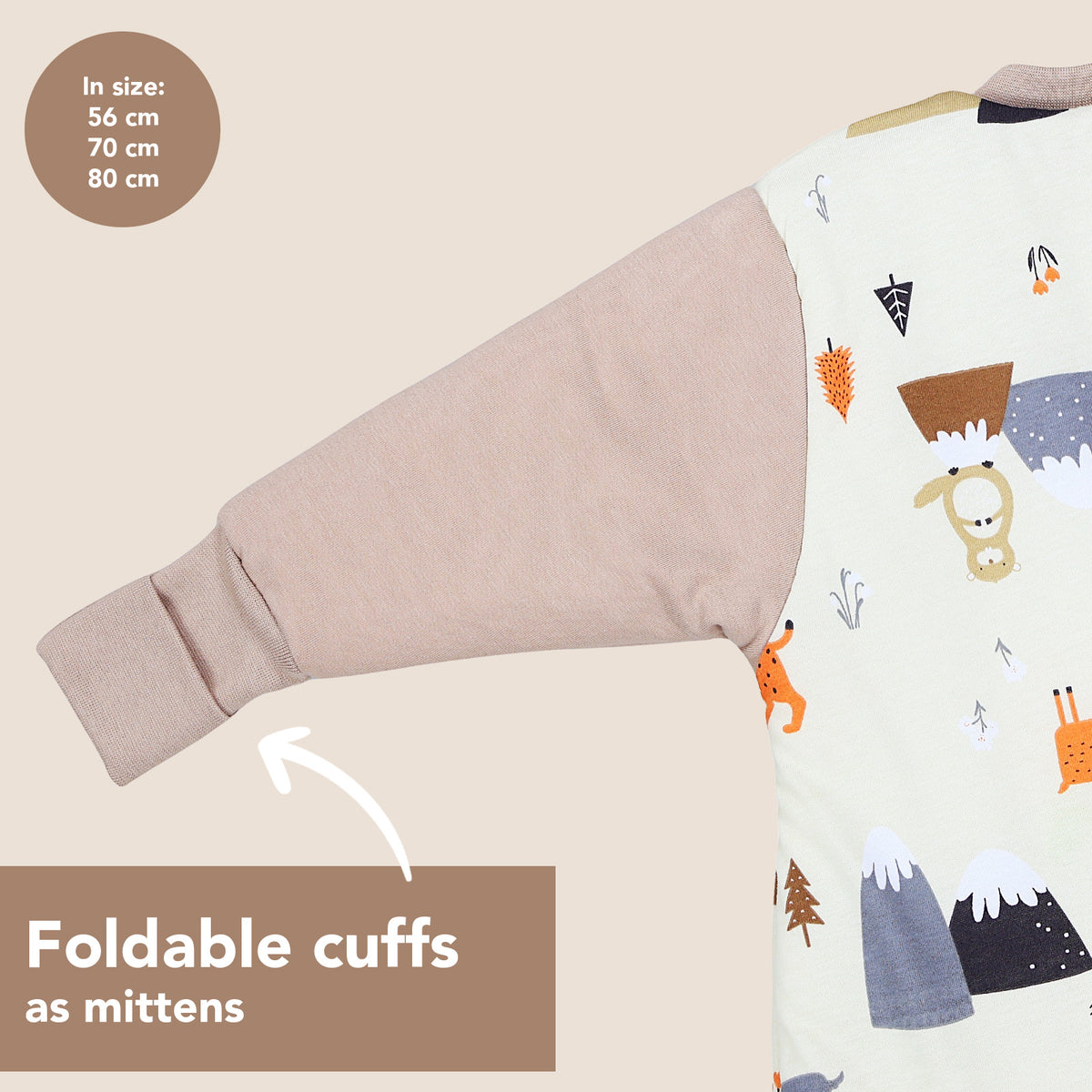 Long Sleeve Baby Sleeping Bag - 3.5 TOG_Mountain Animals_Cuffs_471