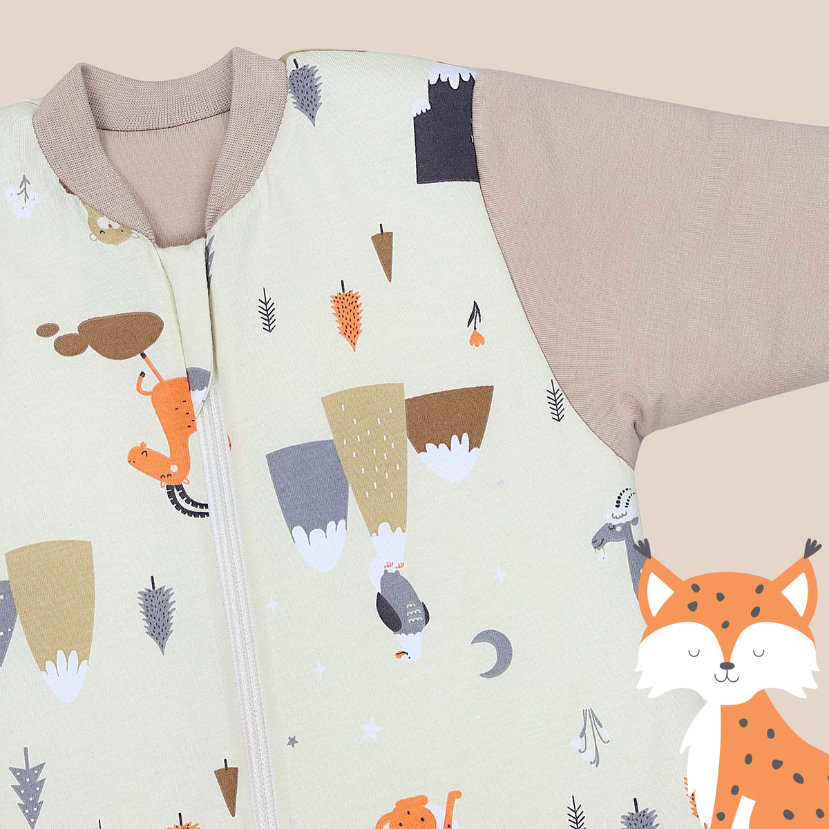 Long Sleeve Baby Sleeping Bag - 3.5 TOG_Mountain Animals_sleeve area_471