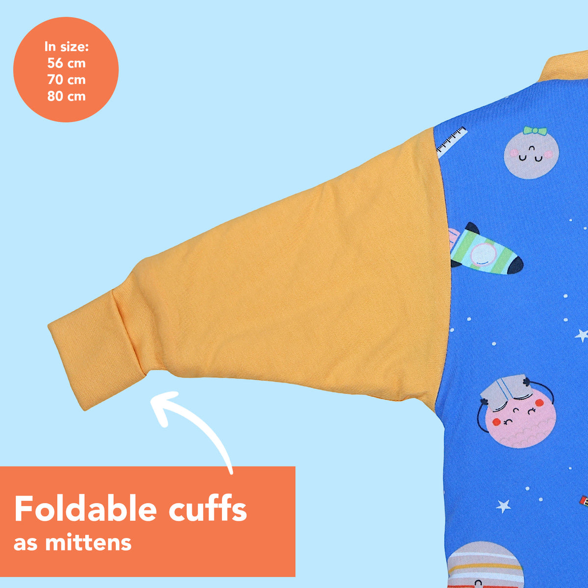 Long Sleeve Baby Sleeping Bag - 3.5 TOG_Space_Cuffs_471