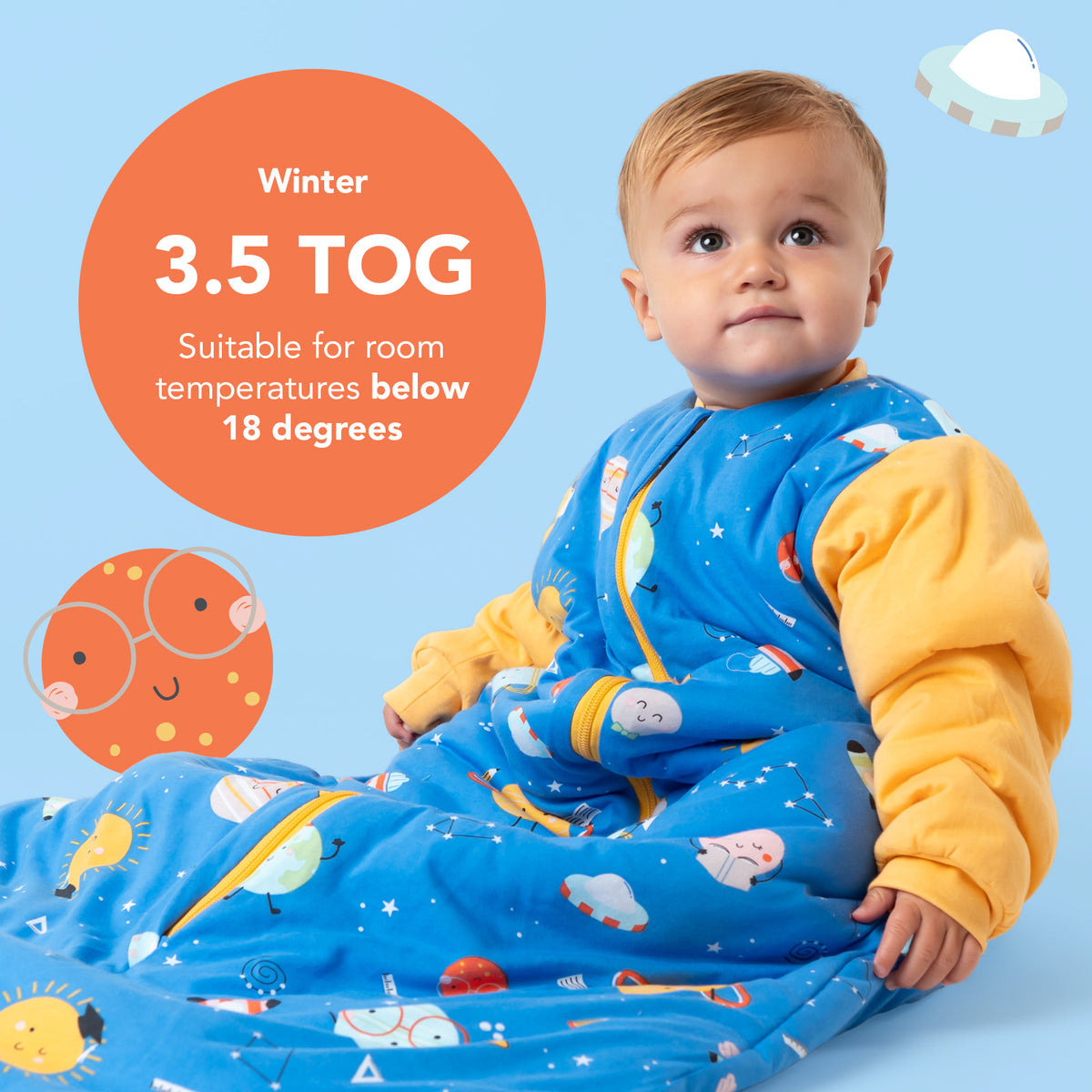 Long Sleeve Baby Sleeping Bag - 3.5 TOG_Space_TOG_471