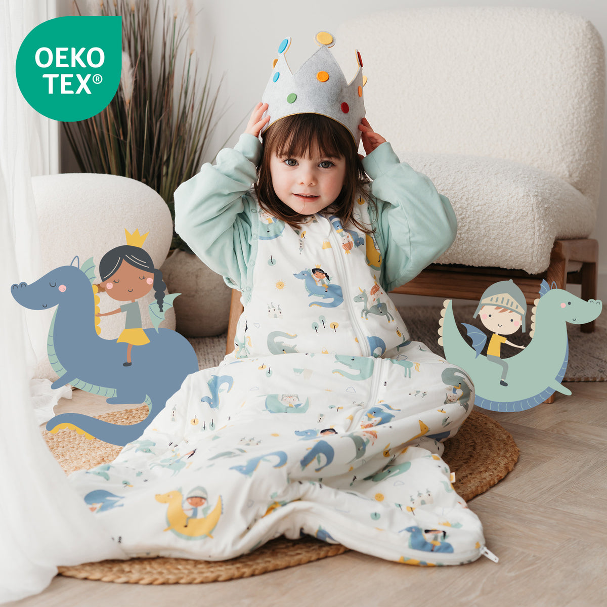 Long Sleeve Baby Sleeping Bag - 3.5 TOG_Fantasia_OEKOTEX_471