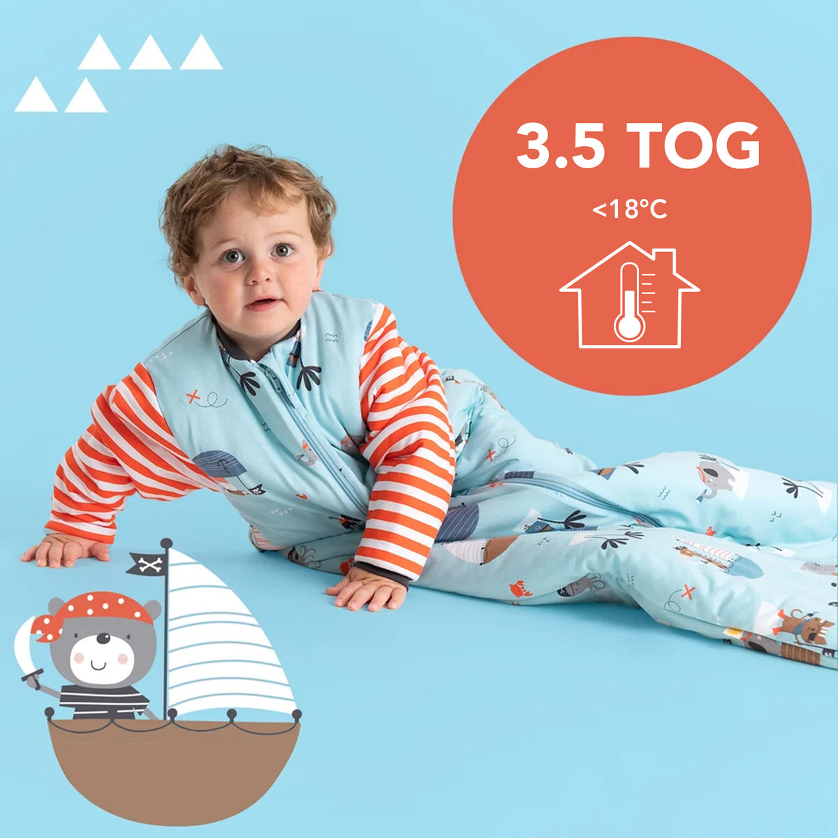 Long Sleeve Baby Sleeping Bag - 3.5 TOG_Pirate_TOG_471