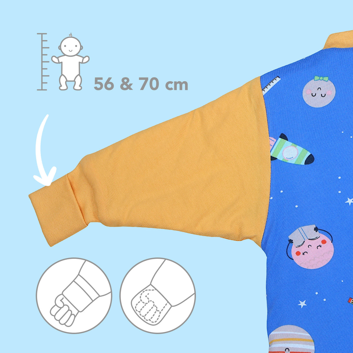 Long Sleeve Baby Sleeping Bag - 3.5 TOG_Space_sleeve area_471