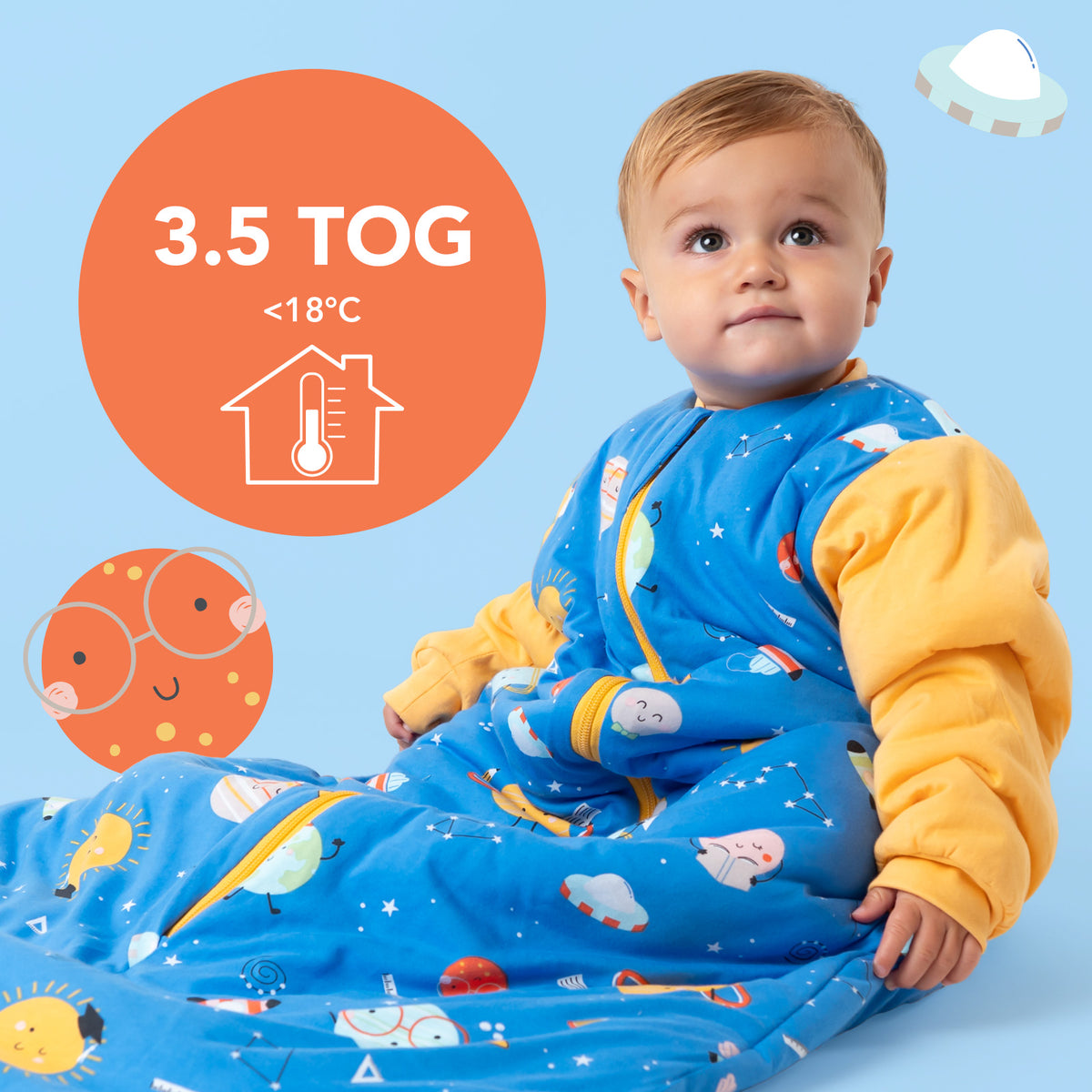 Long Sleeve Baby Sleeping Bag - 3.5 TOG_Space_TOG_471
