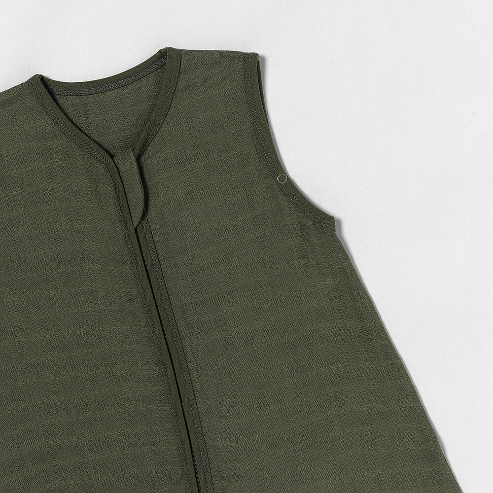 Muslin Sleeping Bag with Feet - 0.5 Tog_Olive_2_422