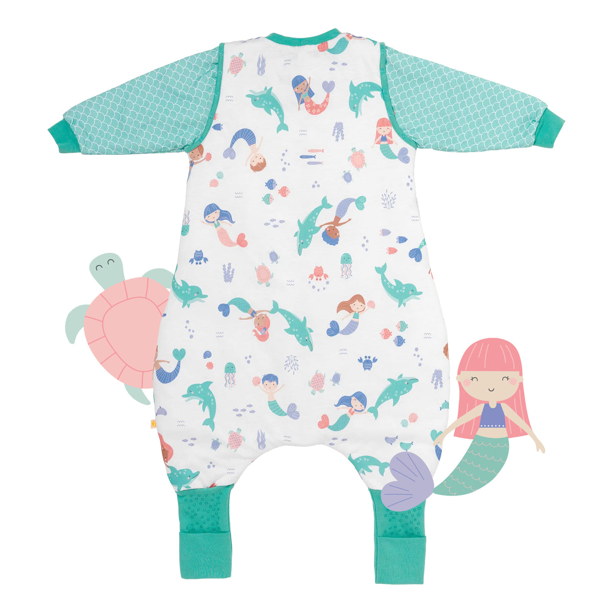 Sleeping Bag with Feet & Foldable Feet Covers - 3.5 TOG_Mermaid_back_468