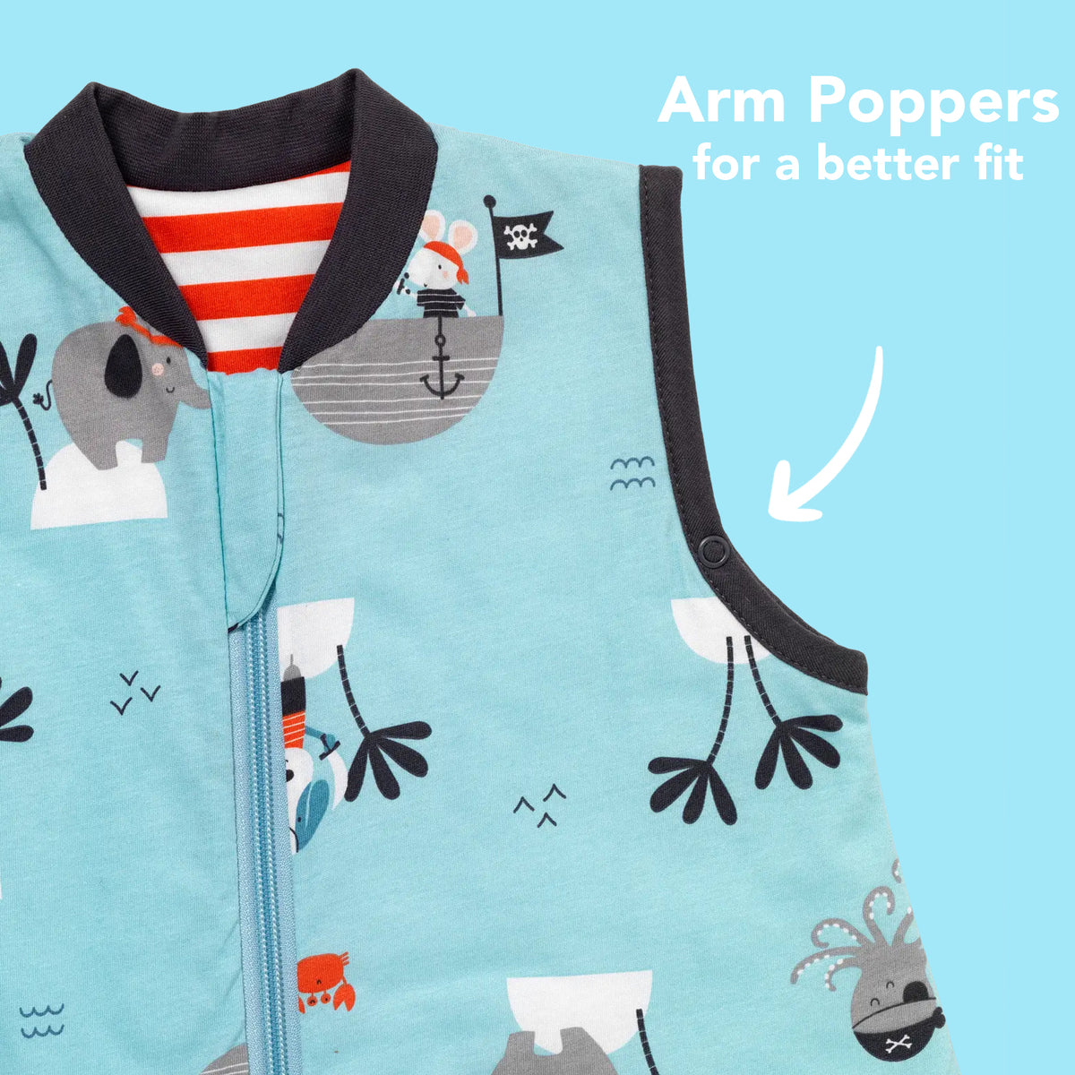 Sleeping Bag with Feet & Foldable Feet Covers - 1.0 TOG_Pirate_sleeve area_418