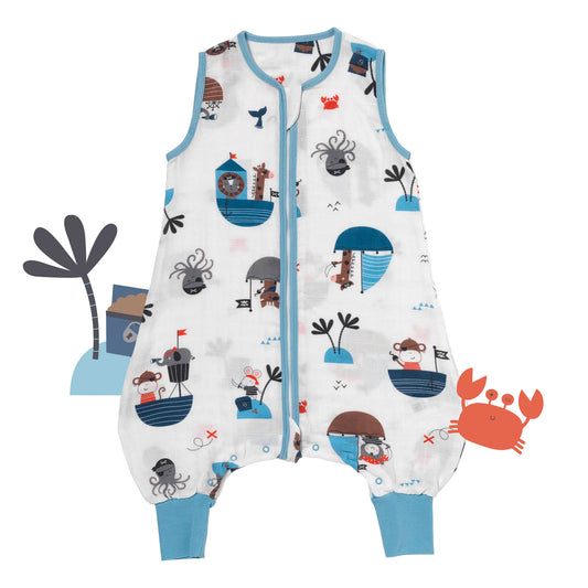 Muslin Sleeping Bag with Feet - 0.5 TOG_Pirate_front_412