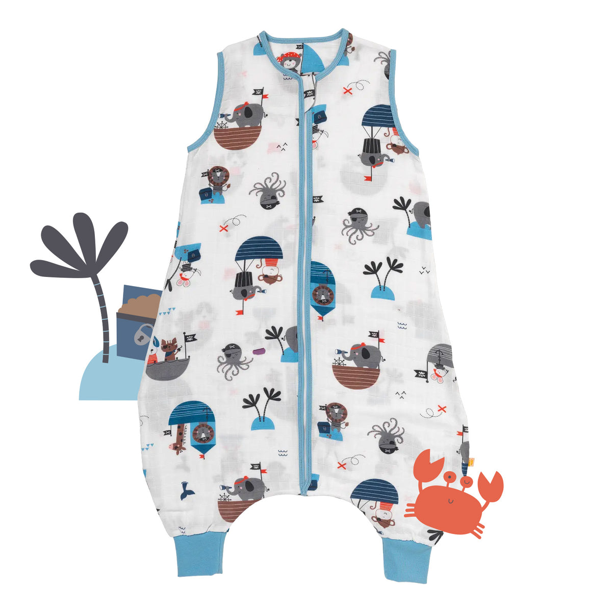 Muslin Sleeping Bag with Feet - 0.5 TOG_Pirate_front_412