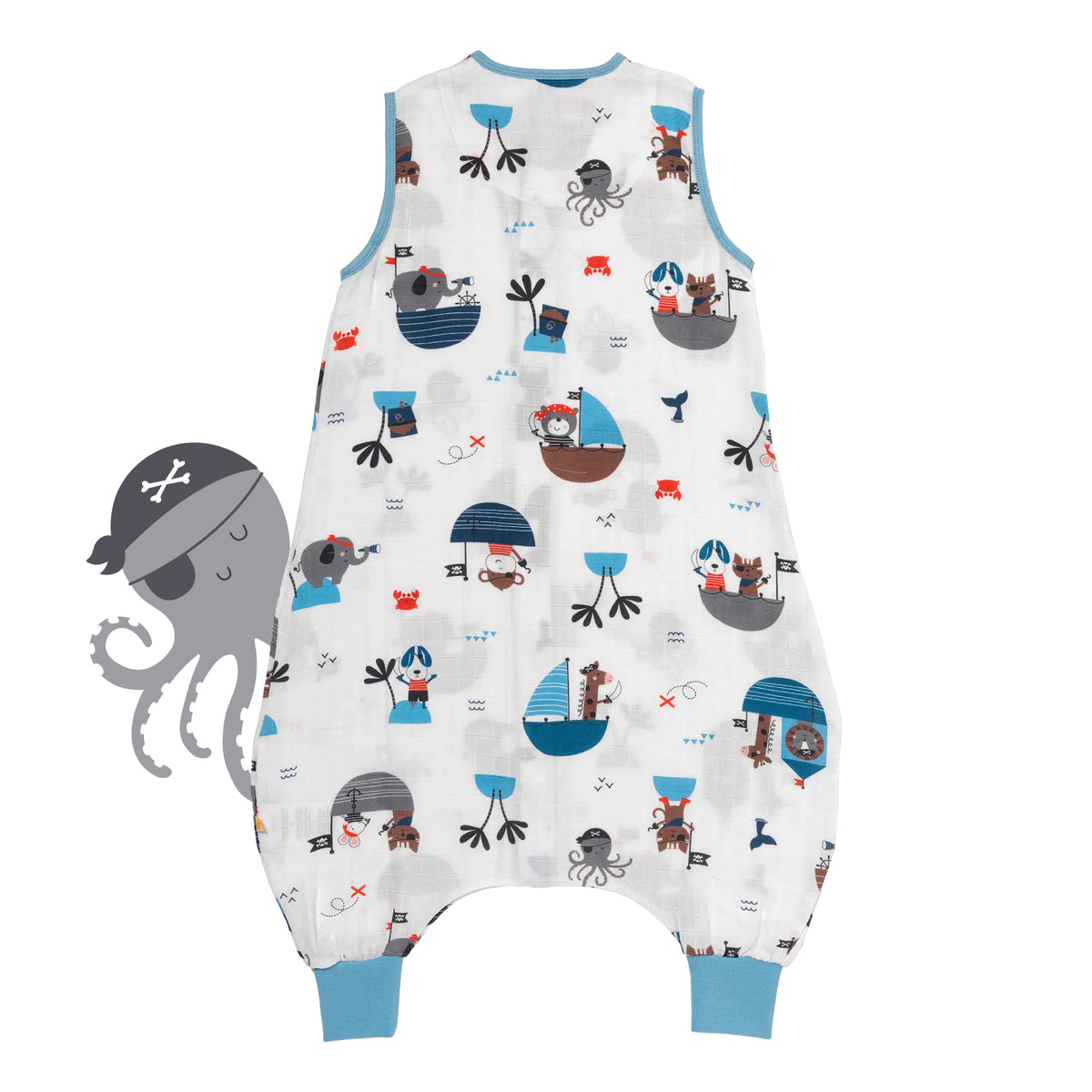 Muslin Sleeping Bag with Feet - 0.5 TOG_Pirate_back_412
