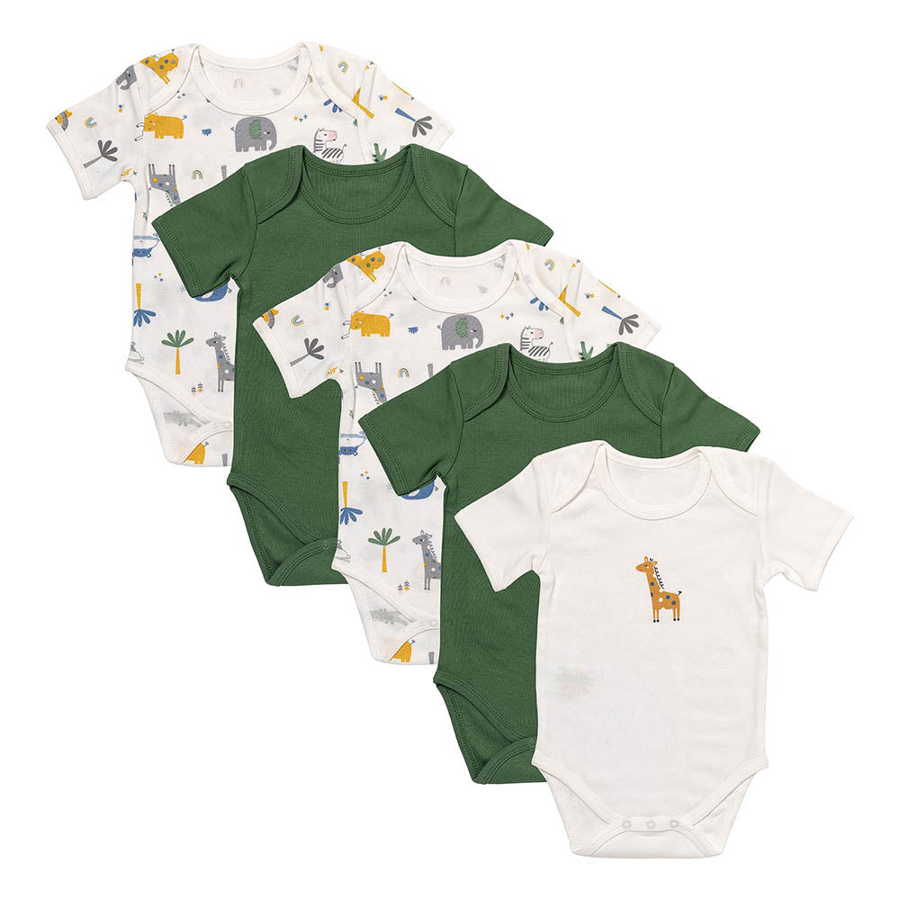 100% Organic Short Sleeve Baby Body - 5-pack_Jungle_1_430