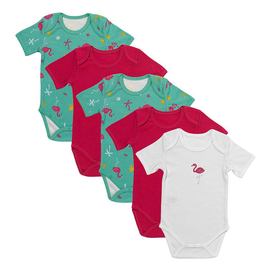 100% Organic Short Sleeve Baby Body - 5-pack_Flamingo_1_430