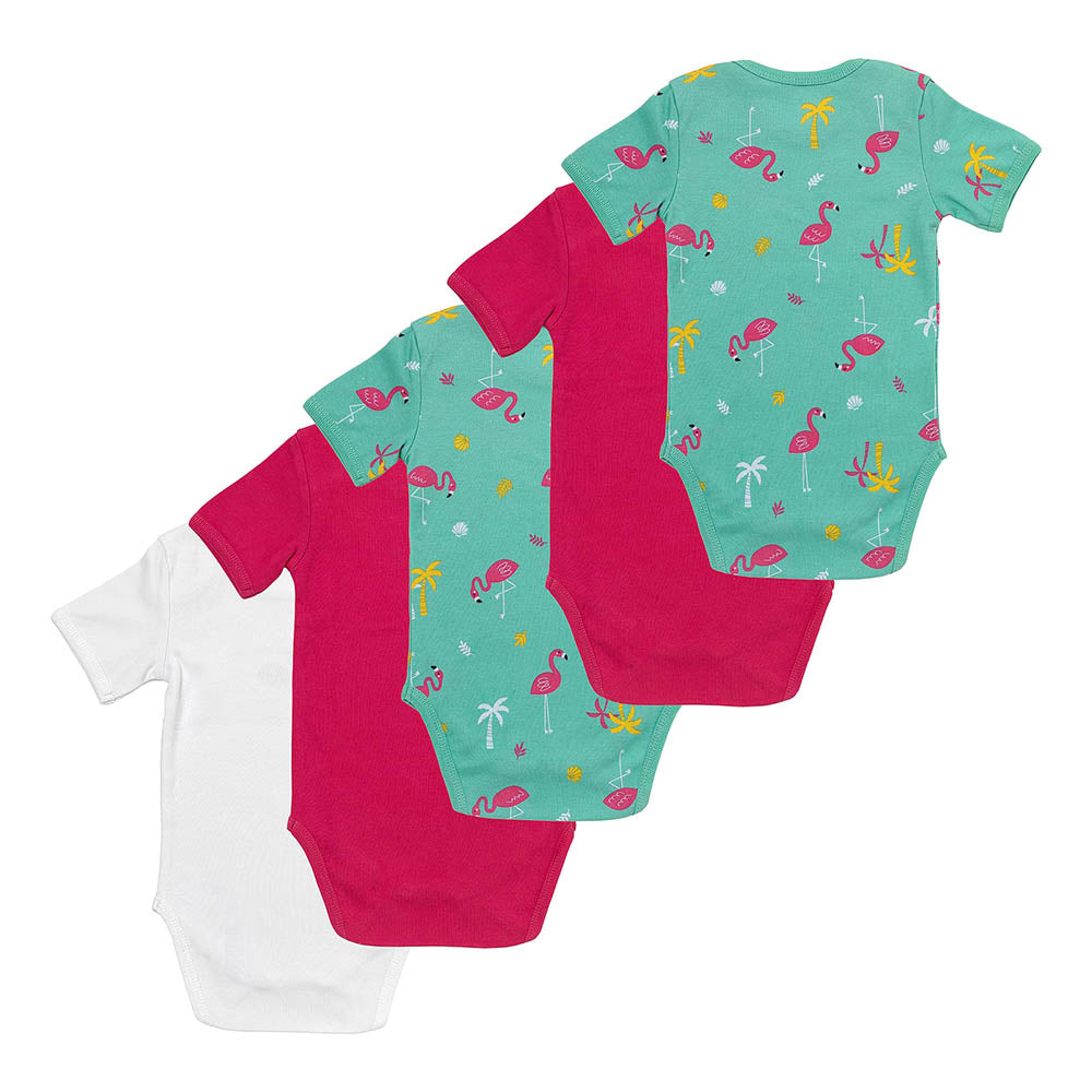 100% Organic Short Sleeve Baby Body - 5-pack_Flamingo_6_430