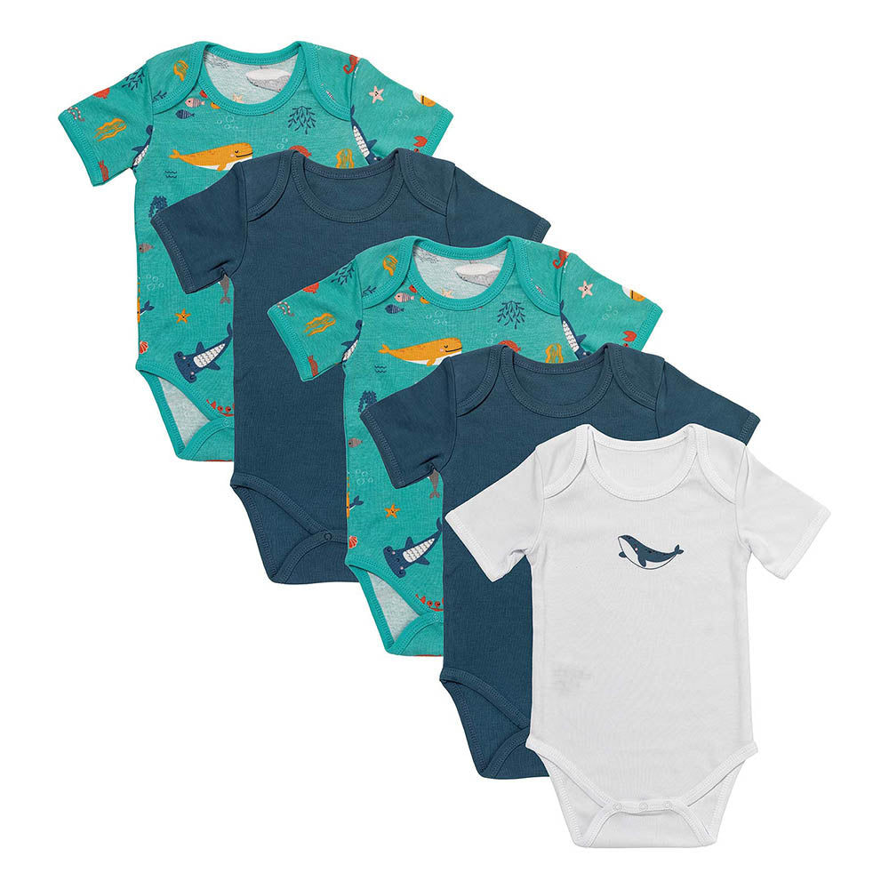 100% Organic Short Sleeve Baby Body - 5-pack_Under the Sea_1_430