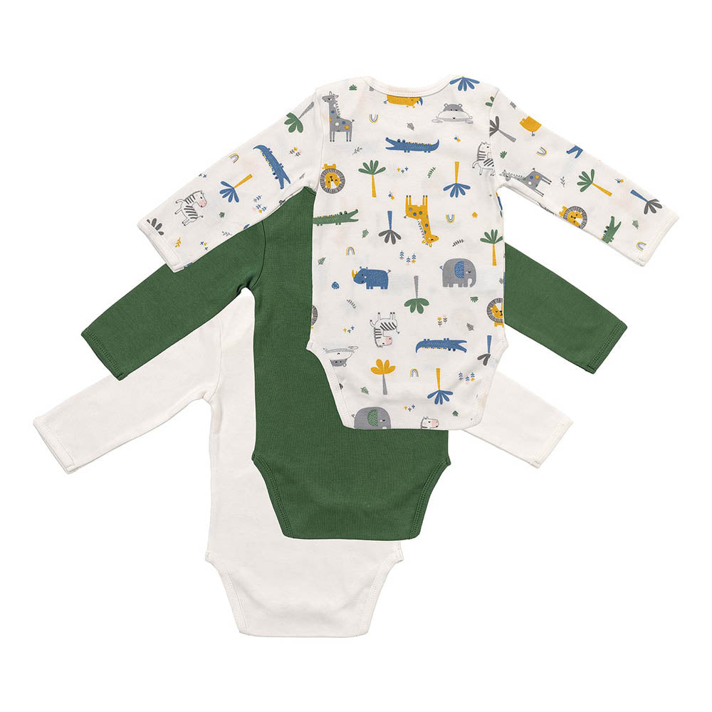 Organic Long Sleeve Baby Body - 3-pack_Jungle_6_434