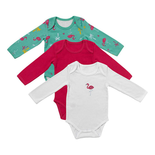Organic Long Sleeve Baby Body - 3-pack_Flamingo_1_434
