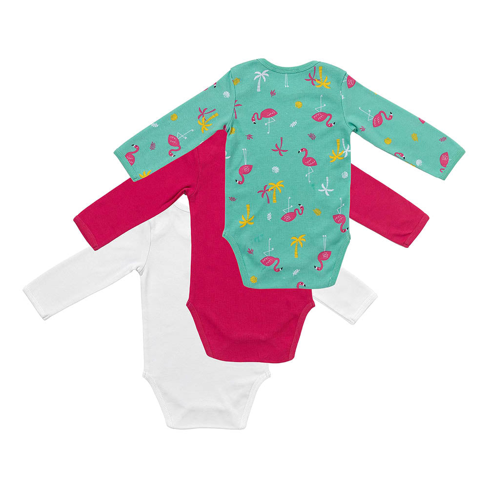 Organic Long Sleeve Baby Body - 3-pack_Flamingo_6_434