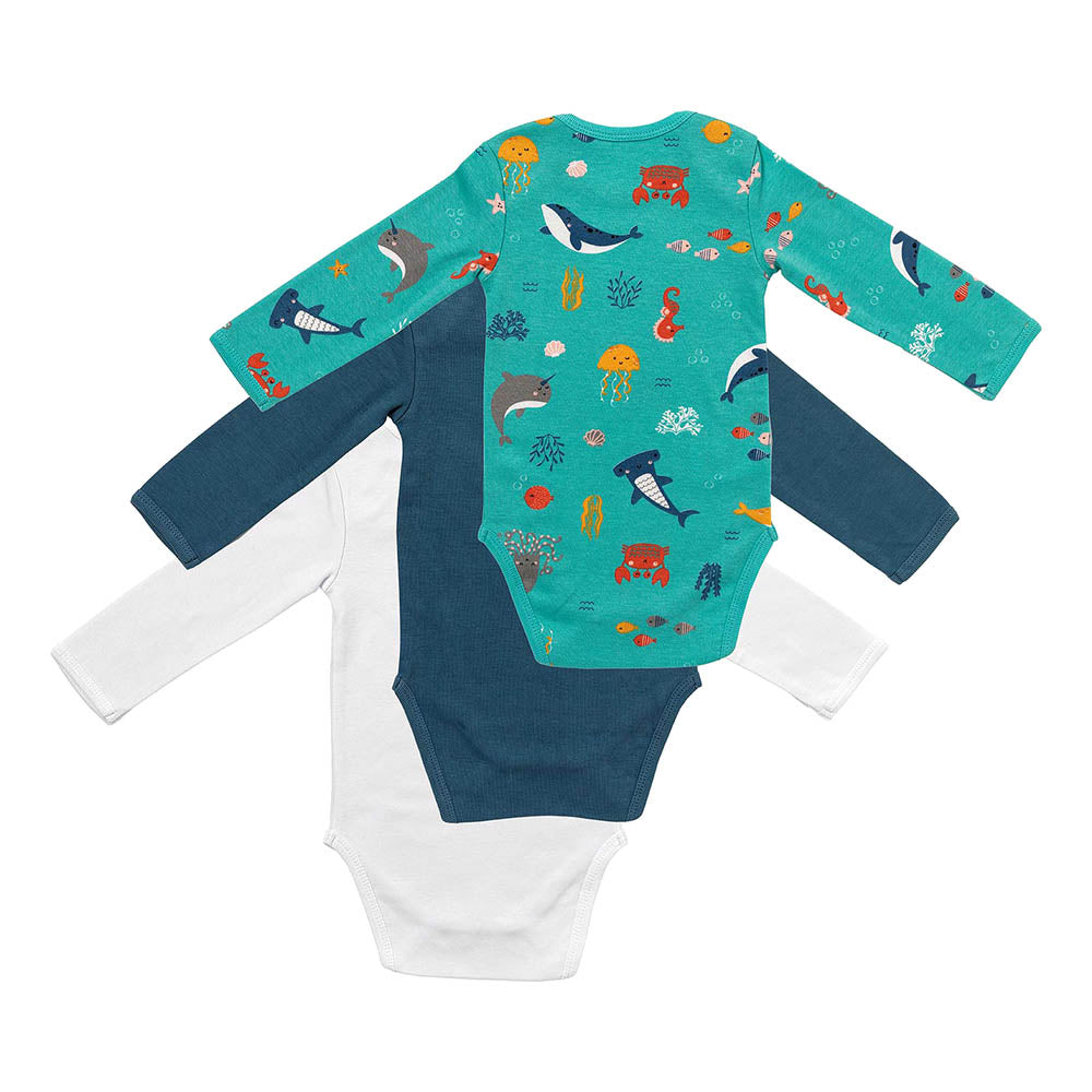 Organic Long Sleeve Baby Body - 3-pack_Under the Sea_6_434