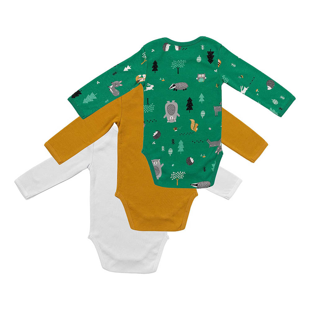 Organic Long Sleeve Baby Body - 3-pack_Woodland Animals_6_434