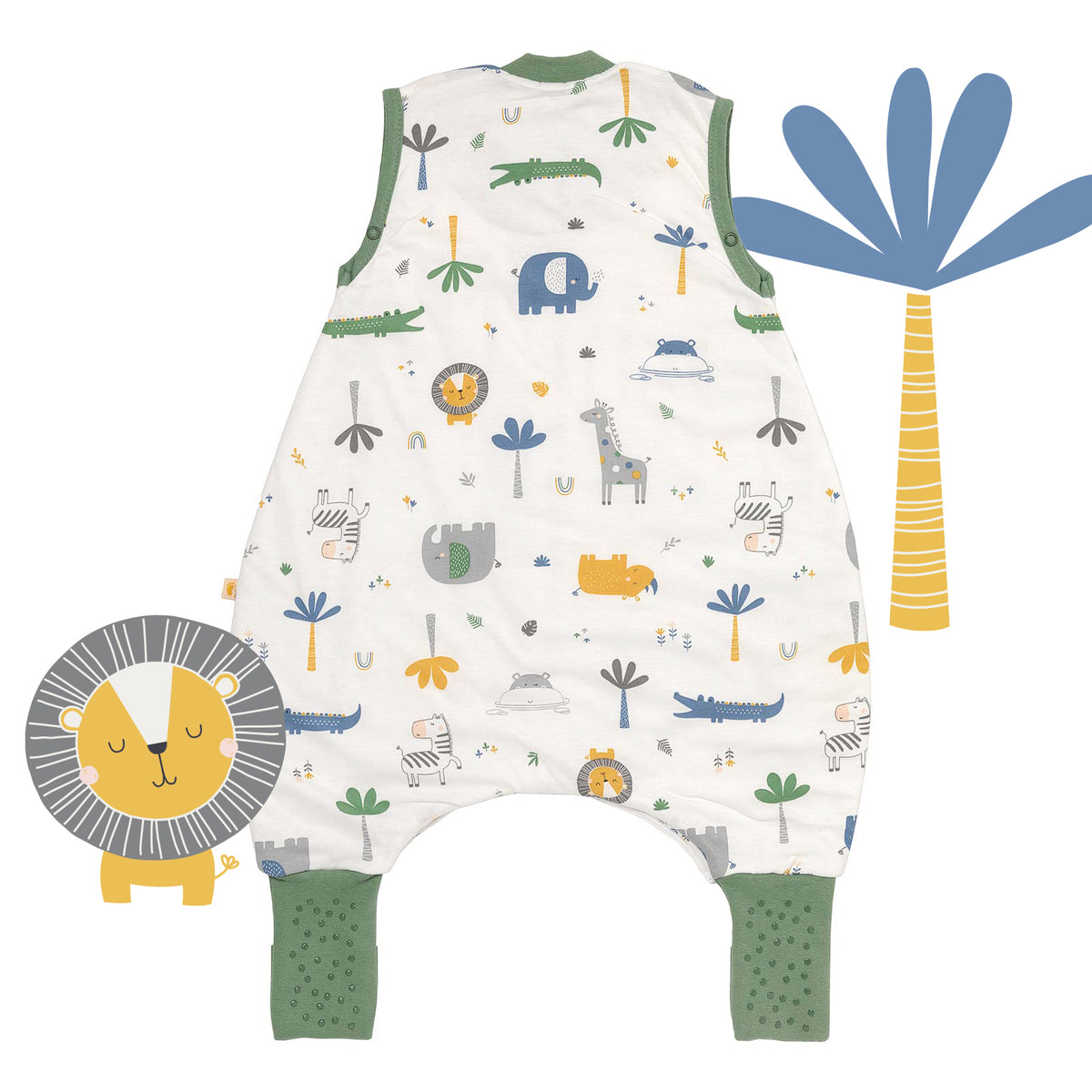 Sleeping Bag with Feet & Foldable Feet Covers - 1.0 TOG_Jungle_back_418