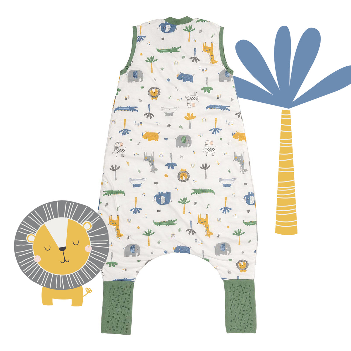 Sleeping Bag with Feet & Foldable Feet Covers - 1.0 TOG_Jungle_back_418