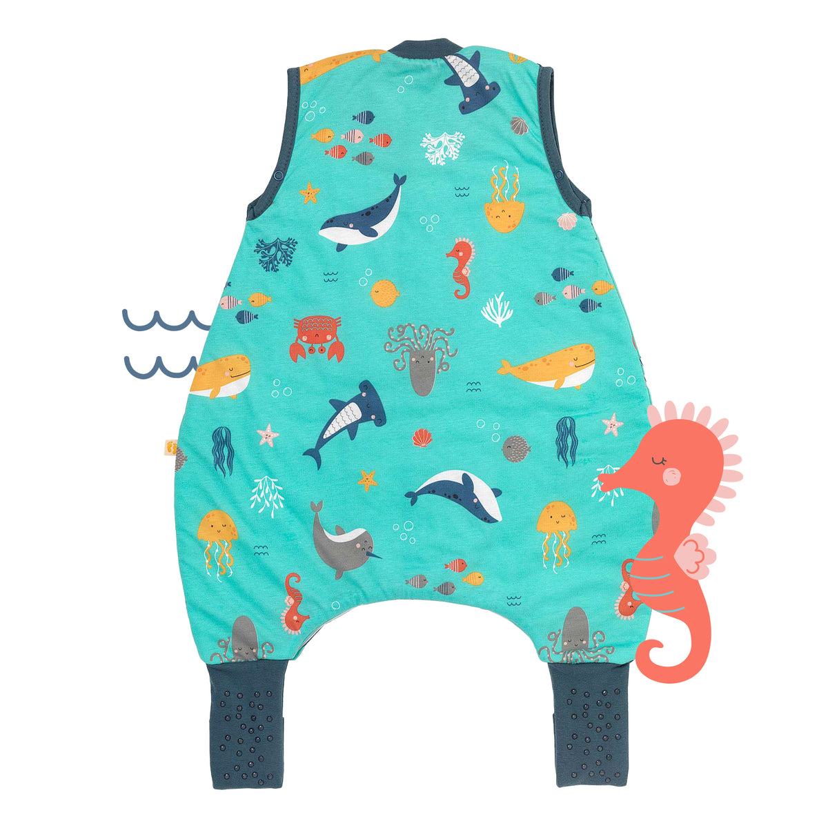 Sleeping Bag with Feet & Foldable Feet Covers - 1.0 TOG_Under the Sea_back_418