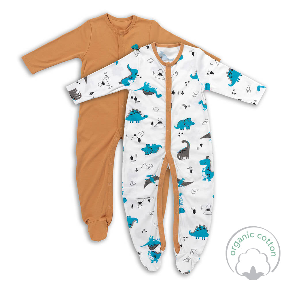 100% Organic Long Sleeve Baby Pyjamas - 2-pack_Jurassic_2_443