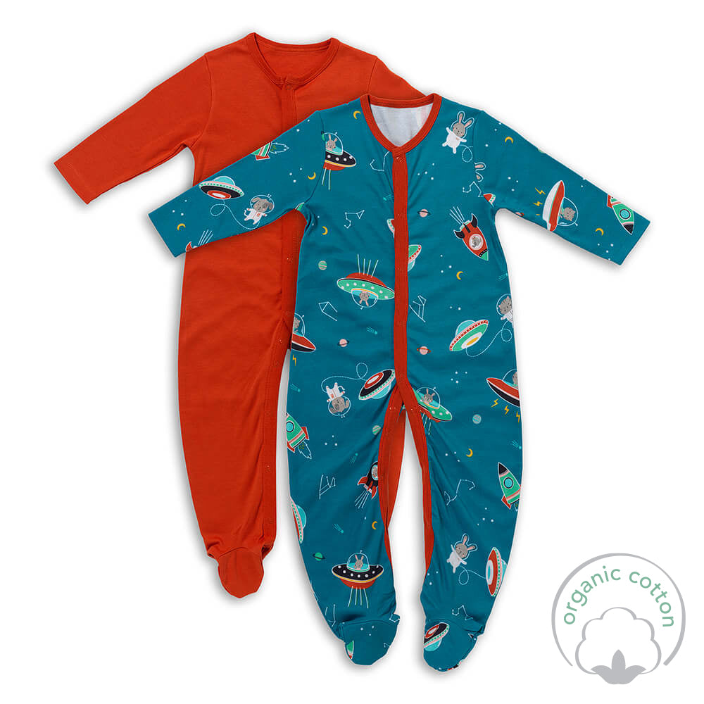 100% Organic Long Sleeve Baby Pyjamas - 2-pack_Space_2_443