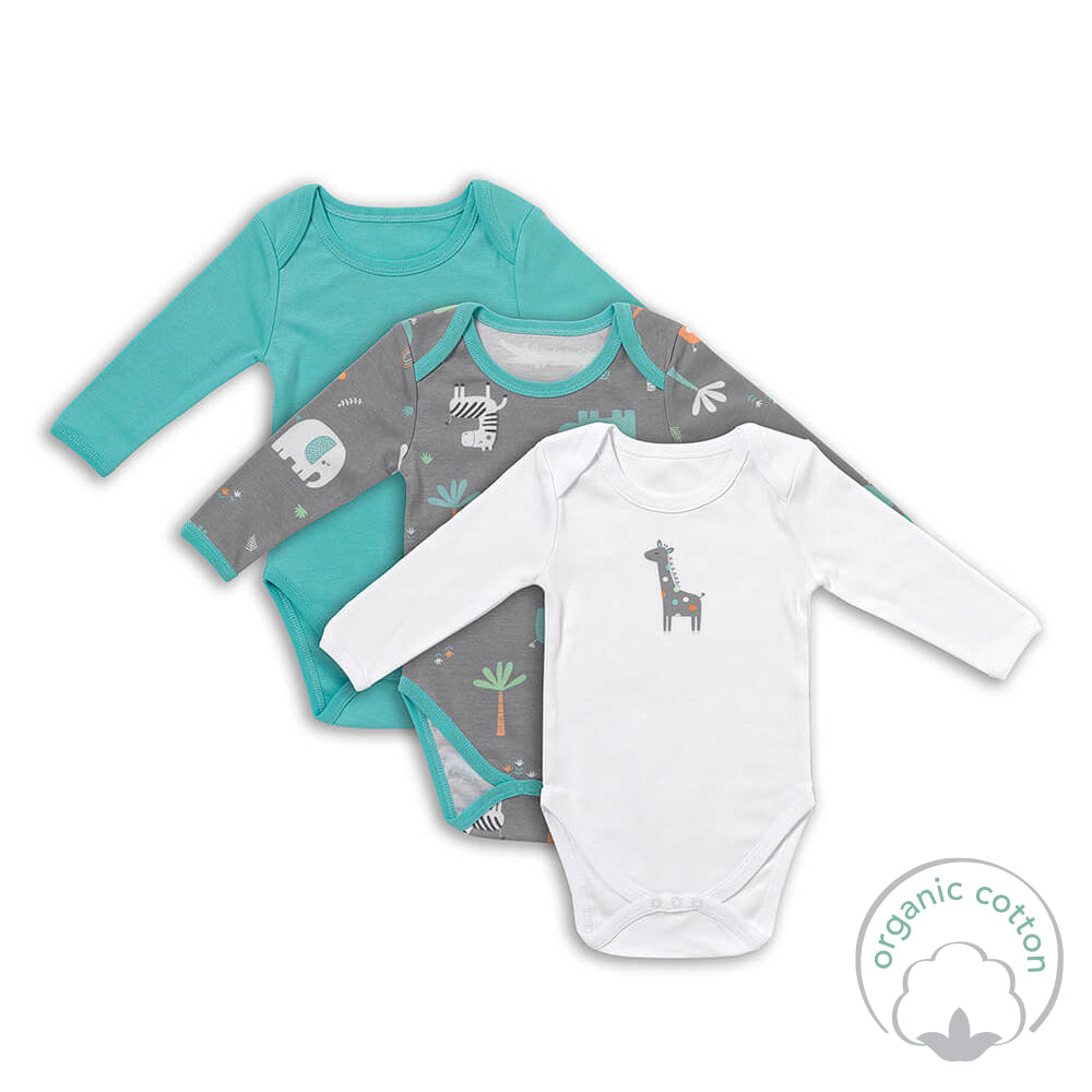 Organic Long Sleeve Baby Body - 3-pack_Safari_2_434