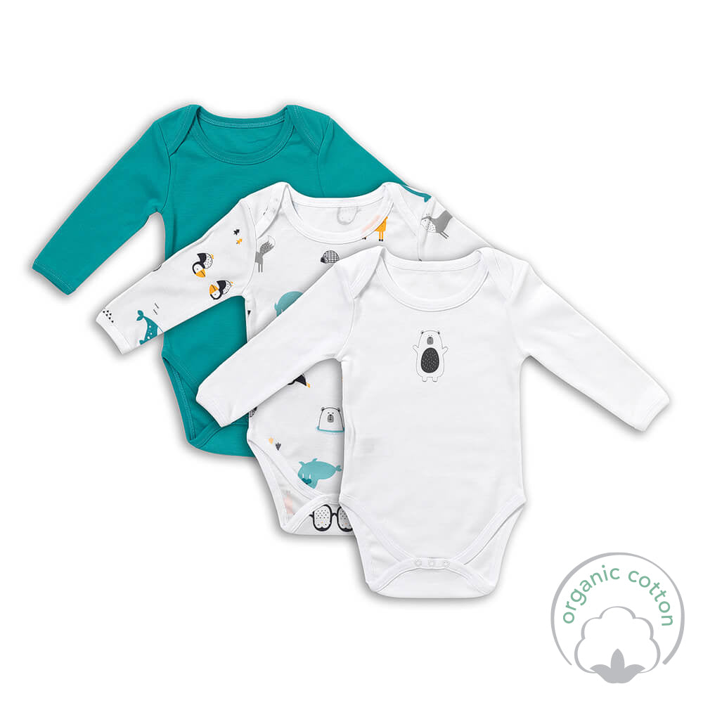 Organic Long Sleeve Baby Body - 3-pack_Polar Pals_2_434