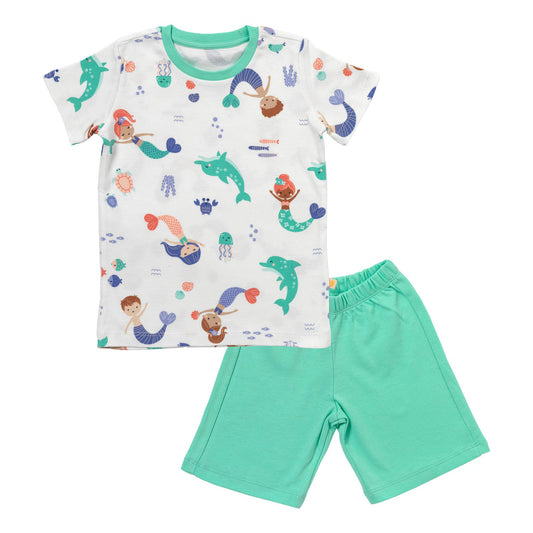 Organic Short Children's Pyjamas_Mermaid_front_445