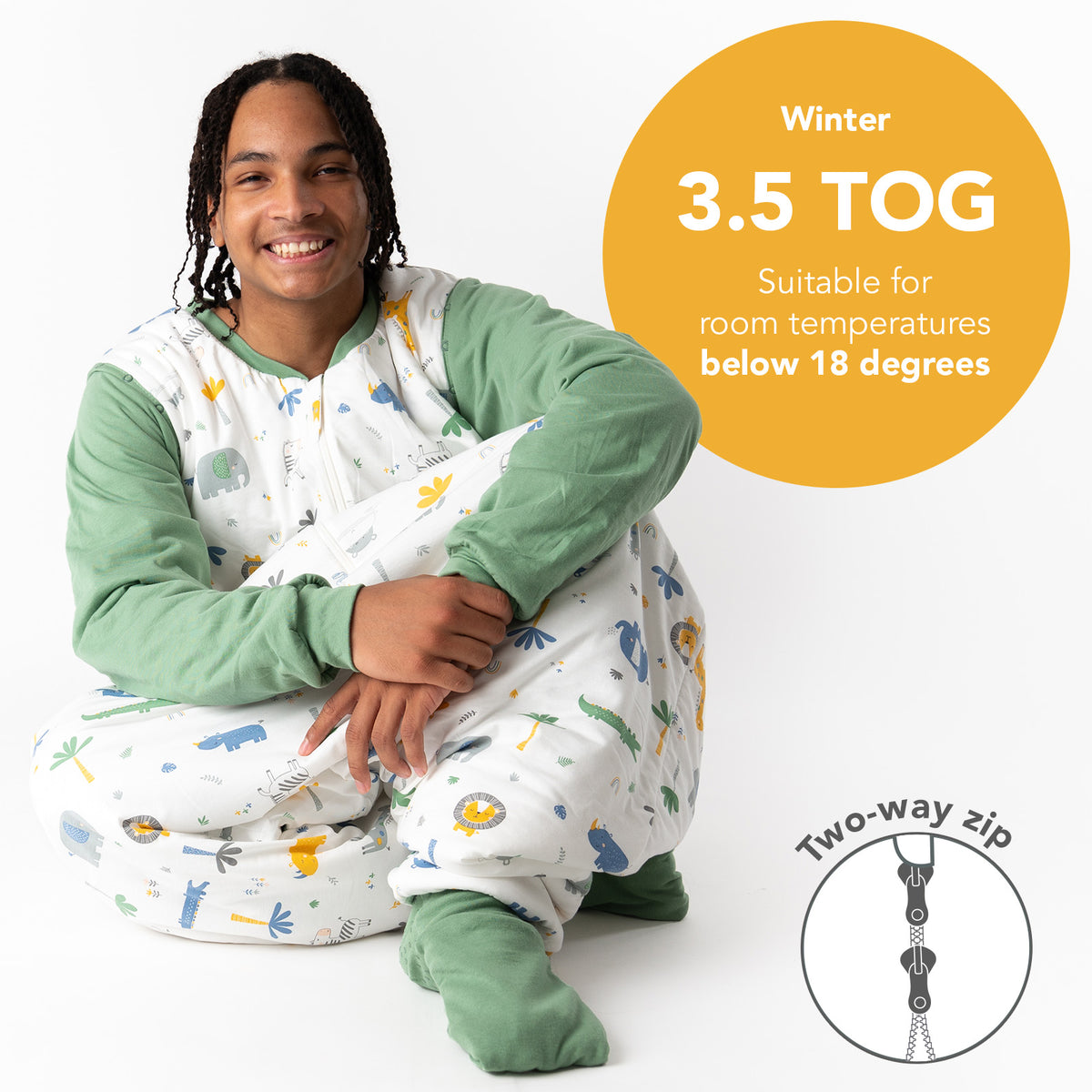 Adult Sleeping Bag with Feet & Detachable Sleeves - 3.5 TOG_Jungle_TOG_1189