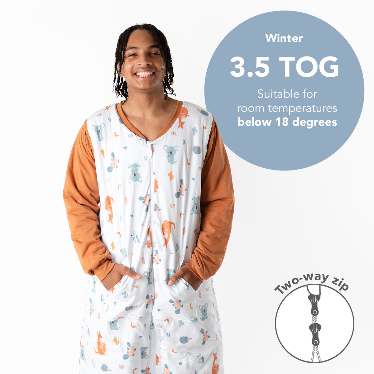 Adult Sleeping Bag with Feet & Detachable Sleeves - 3.5 TOG_Kangaroo_TOG_1189