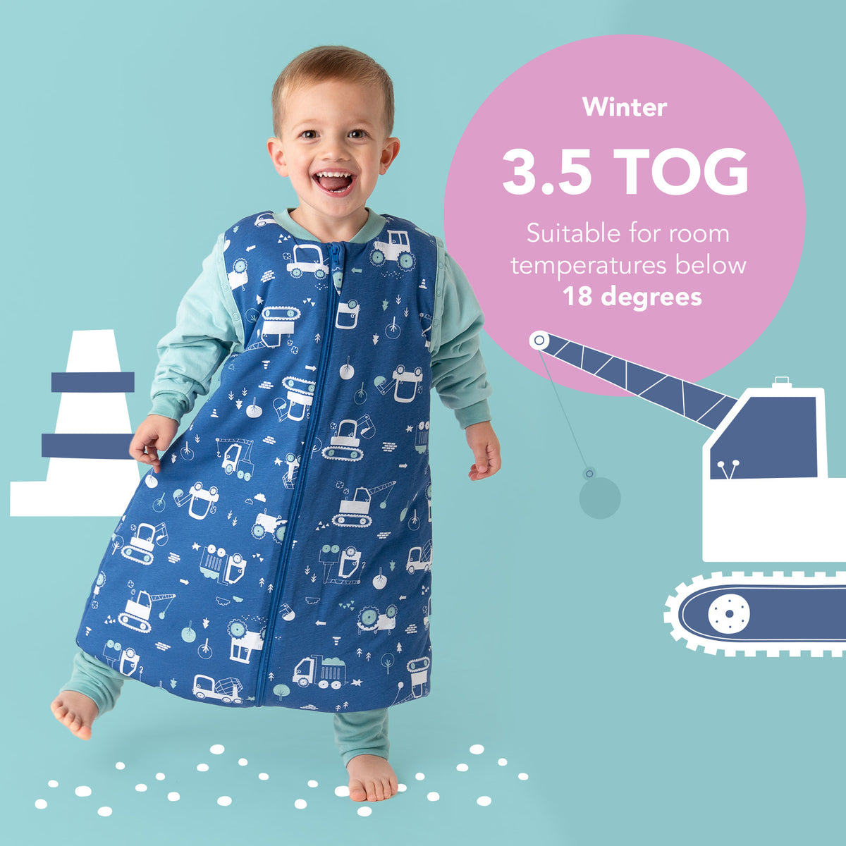 Sleeping Bag with Feet & Foldable Feet Covers - 3.5 TOG_Digger_TOG_468