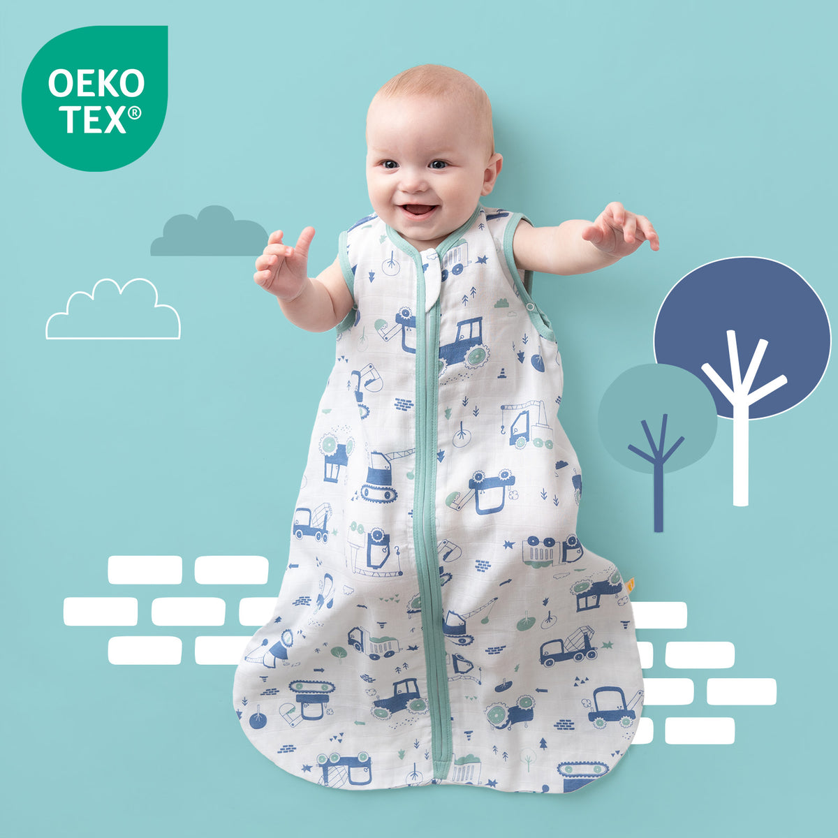 Muslin Baby Sleeping Bag - 0.5 TOG_Digger_102_415