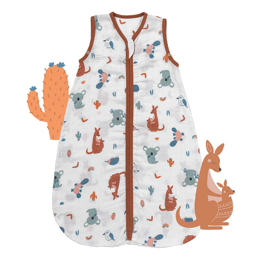 Muslin Baby Sleeping Bag - 0.5 TOG_Kangaroo_front_415