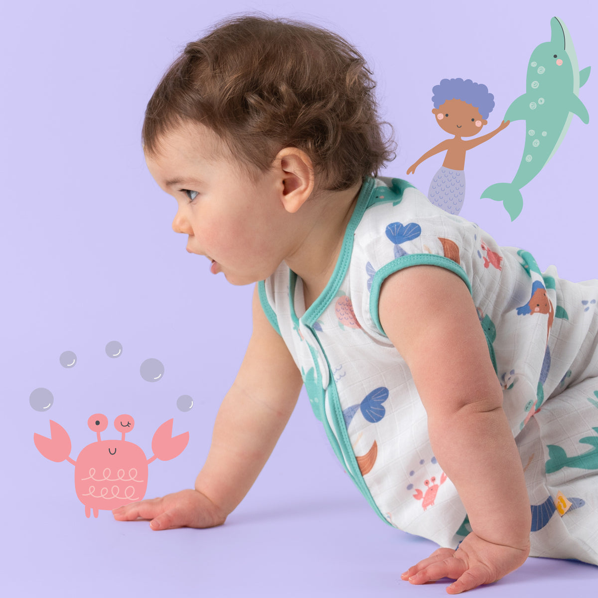 Muslin Baby Sleeping Bag - 0.5 TOG_Mermaid_sample image_415
