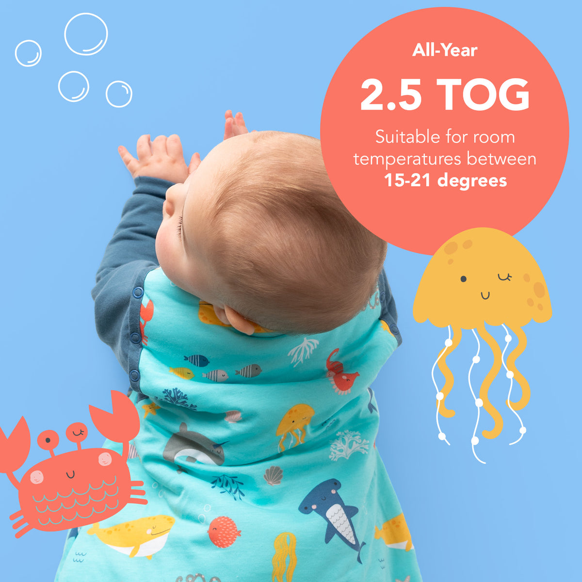 Sleeping Bag with Detachable Sleeves - 2.5 TOG_Under the Sea_TOG_465