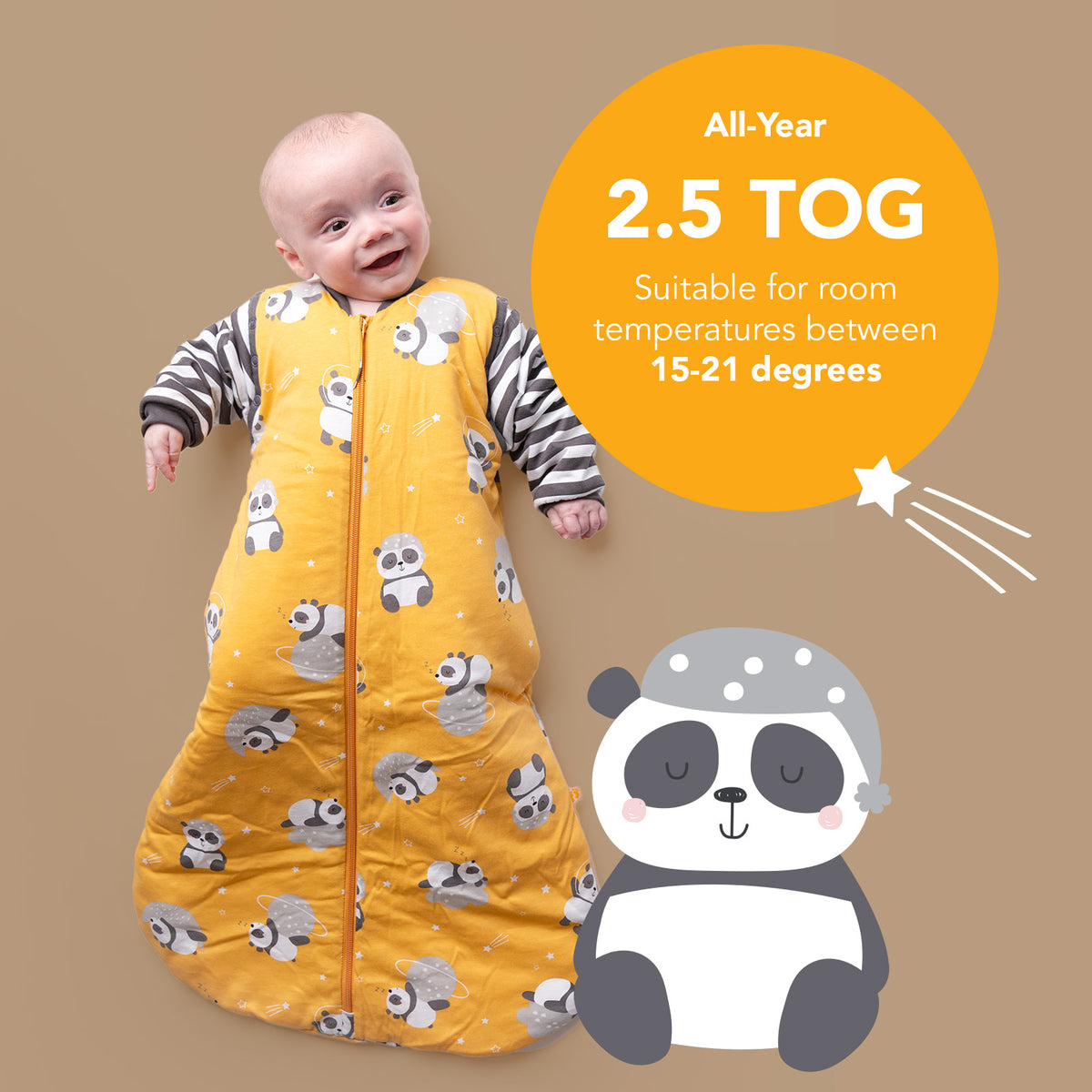 Sleeping Bag with Detachable Sleeves - 2.5 TOG_Panda_TOG_465