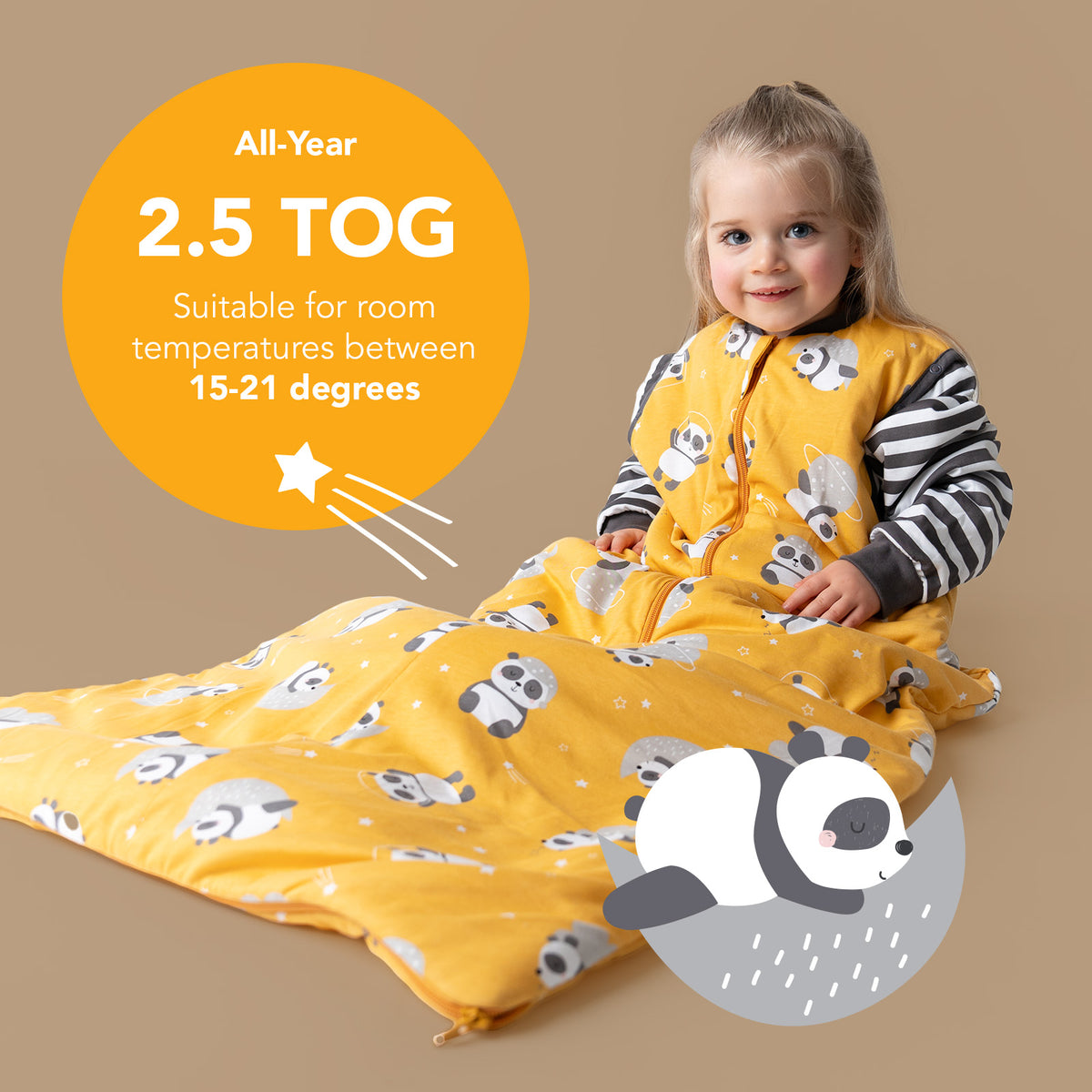 Sleeping Bag with Detachable Sleeves - 2.5 TOG_Panda_TOG_465