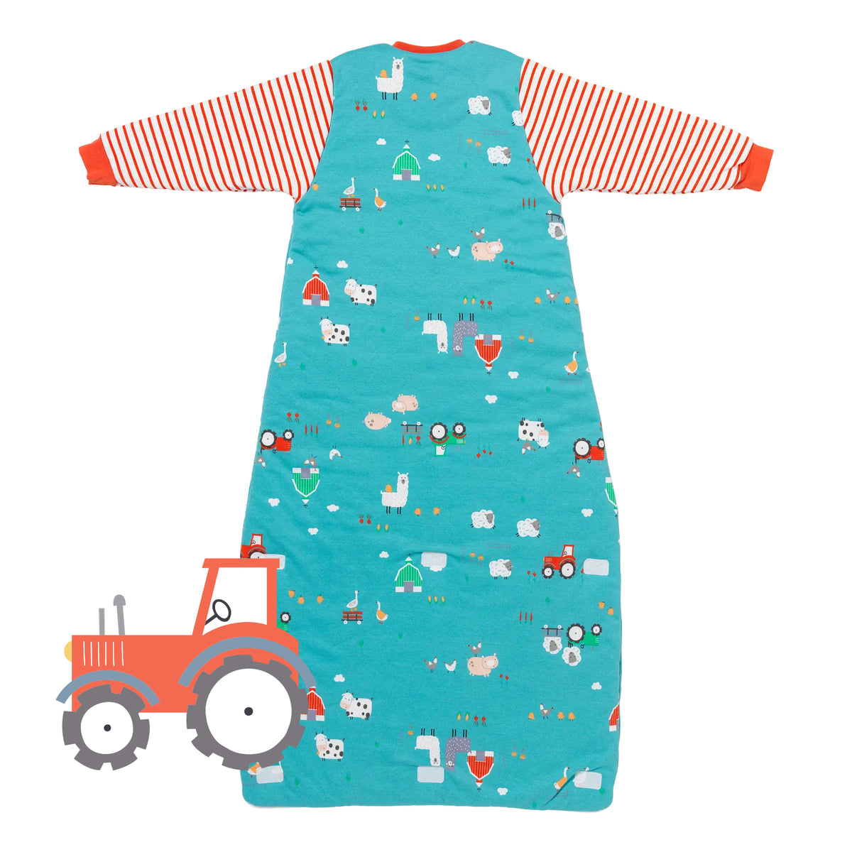 Organic Long Sleeve Baby Sleeping Bag - 3.5 TOG_Farmyard_back_472