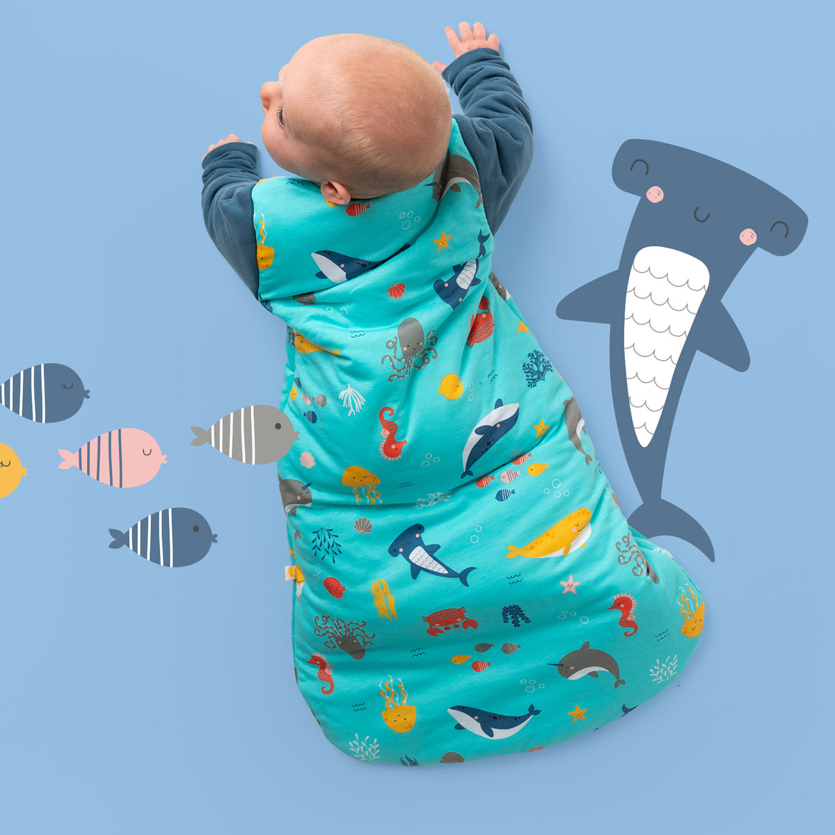 Long Sleeve Baby Sleeping Bag - 3.5 TOG_Under the Sea_sample image_471