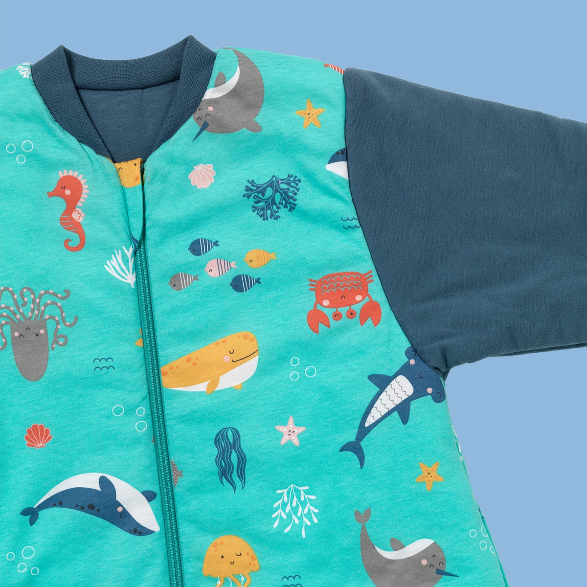 Long Sleeve Baby Sleeping Bag - 3.5 TOG_Under the Sea_sleeve area_471